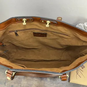 New Patricia Nash Benvenuto Large Leather Tote Bag Cognac 15 Year Anniversary thumbnail 10