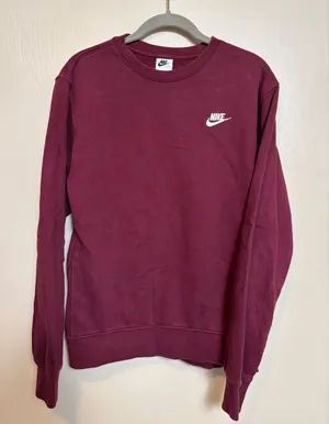 Nike Air Womens Sweatshirt Crew Neck Pullover Logo Fleece Burgundy Maroon‎ Small thumbnail 1