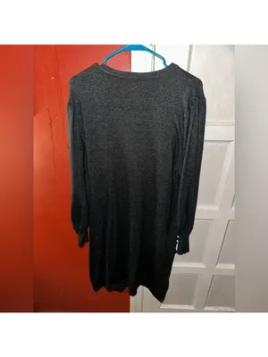 H by Halston Scoopneck Long Sleeve Dark Grey Sweater Dress thumbnail 7