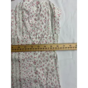 Dreamy Barn Floral Cami Top Pink White Rosebud‎ Smocked Back Knot Straps Medium thumbnail 7