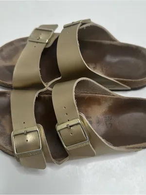 Birkenstock Unisex Arizona BS Birko-Flor Gold Two Strap Sandals Size 41 thumbnail 3