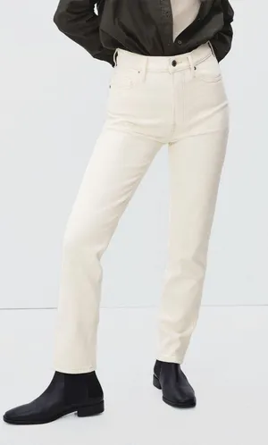 Everlane Womens The Original Cheeky Jean Ecru Ivory 30 Crop thumbnail 1