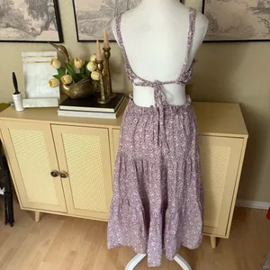 SEA‎ NEW YORK Ida Apron Dress Floral Open Back Midi Size Small Lavender Purple thumbnail 6