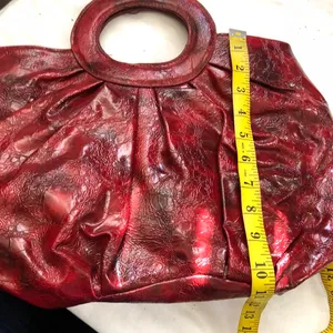 2000s Y2K Unique Red Burgundy Black faux leather shoulder hand bag purse thumbnail 5