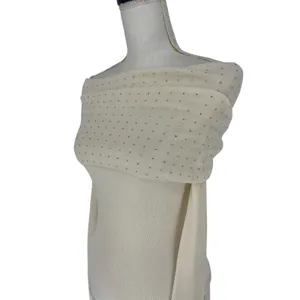 Le Superbe Aura Embellished Off-The-Shoulder‎ Sweater in Snow thumbnail 11