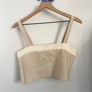 Harly Jae Medium Carin Tank Tan White Organic Linen Cotton thumbnail 2