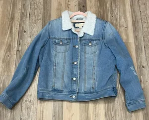 Jade and Ivory denim jean jacket with sherpa size Medium thumbnail 2