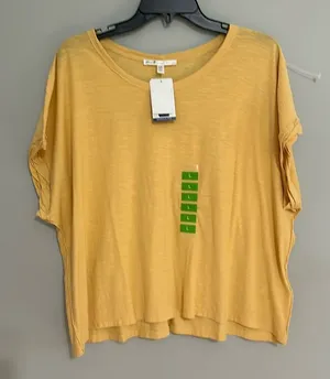 Seven 7 Shirt women's L Short Sleeve Tee Yellow thumbnail 1