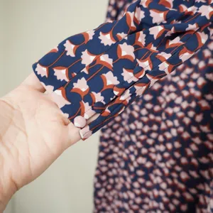 Boden Women's Size 12 Long Sleeve Midi Dress‎ Long Navy Pink Tulip Floral V-Neck thumbnail 4