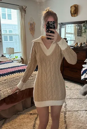 Sweater Dress Tan Size M thumbnail 1