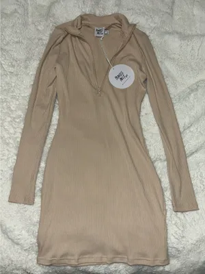 Princess Polly NWT Kiara Beige Collared Mini Dress thumbnail 1
