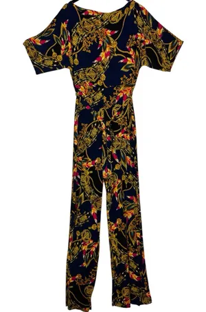 Unbranded Bohemian Floral Chain Print Jumpsuit Size Large thumbnail 1