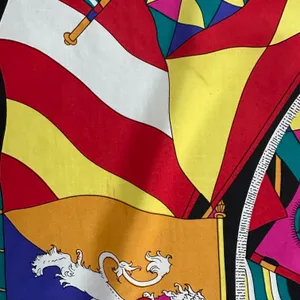 Vintage Harvé Bernard Multicolor Nautical Flag Motif 100% Silk Scarf 34" Square thumbnail 4