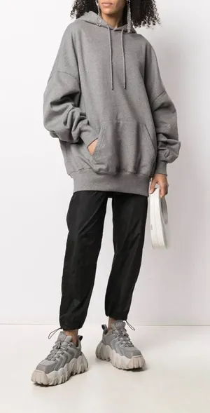 Daily Paper Horhine Rhinestone Logo Cotton Oversized Gray Hoodie XS thumbnail 1