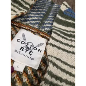 Cotton + Rye Southwestern Orange Blue Cardigan Sweater Large thumbnail 3