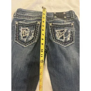 Miss Me Jeans, Women's Size 26, Blue, Denim, Gems Back Pocket, Flared thumbnail 12