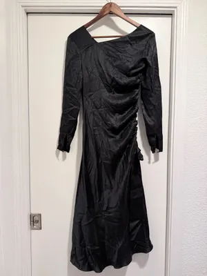 Equipment $550, 100% Silk Annalise Gathered Asymmetric Midi Dress Size 00 thumbnail 6