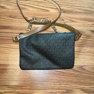 Michael Kors wristlet signature logo brown chain thumbnail 5