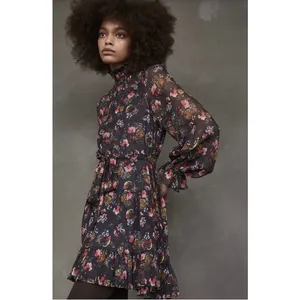 Cinq à‎ Sept Daija Belted Tiered Floral Print Chiffon Mini Dress thumbnail 2