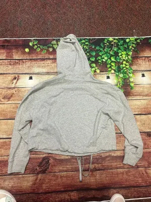 Calvin Klein Sleepwear Hooded Sweatshirt Cropped Grey Size M thumbnail 6