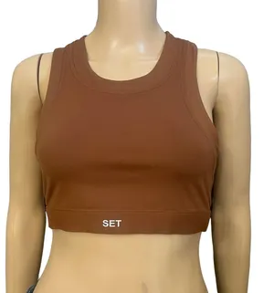 Set Active Longline Sports Bra High Neck Racerback Crop Top thumbnail 1