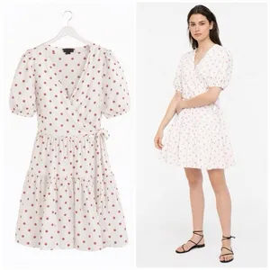 J. Crew Cotton Puff Sleeve Polka Dot Mini Dress‎ Size Small thumbnail 7