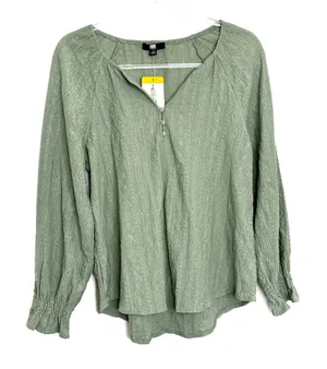 Frye Sage Green Long Sleeve Henley Blouse NWT Womens Small thumbnail 1