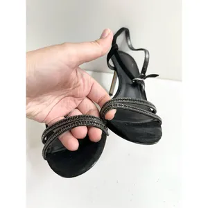 Sam Edelman Sandals Womens Size 6.5 Black Faux Leather‎ Open Toe Daisie Heels thumbnail 8