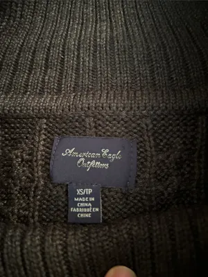 American Eagle Vtg Y2K cableknit cotton fold over off shoulder sweater XS thumbnail 11