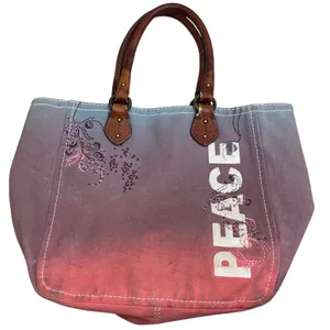 Juicy‎ Couture Vintage Ombre Canvas Peace Tote Ba Embroidery Y2K shoulder puse thumbnail 1