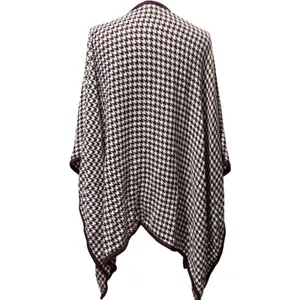 Ann Taylor OS Houndstooth Knit Purple‎ Poncho Wrap Shawl Cardigan Wedding Fall thumbnail 4