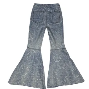 Free People Jeans Women's 27 Flare Bell Bottom High Rise Floral Paisley Festival thumbnail 3