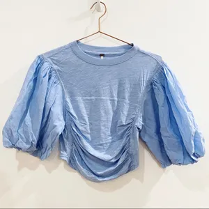 Free people light blue puff sleeve top NEW thumbnail 3