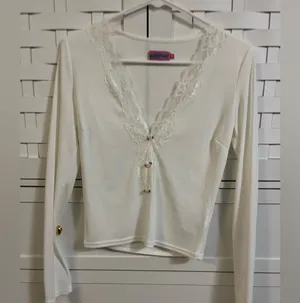 Edikted White Long Sleeve Top with rose Lace Detail thumbnail 1