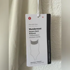 Lululemon Wundermost Nulu Square-Neck Sleeveless Bodysuit in bone sz M nwt thumbnail 8