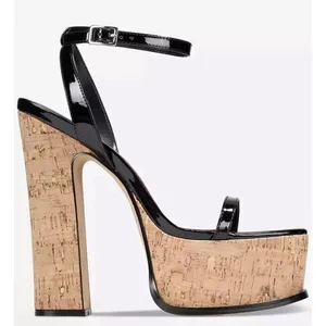 AAJ By Aminah Black Patant 6 Inch Tina Platform Dress‎ Sandal Size 8.5 MSRP $220 thumbnail 1