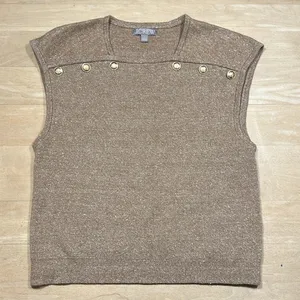 J.Crew Sweater Shell with Buttons in Merino-Linen Blend Sz L thumbnail 3