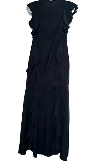 Vintage Victoria’s Secret Black Ruffled Robe Gown Lingerie Kimono Cover Up XS thumbnail 5