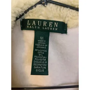 Lauren Ralph Lauren Fleece Jacket Women Medium Cream Excellent Toggle Shearling thumbnail 2
