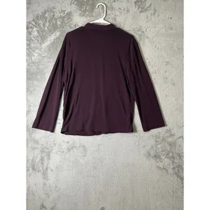 MM.LaFleur Draped Crossover Surplice Long Sleeve Workwear Blouse Plum Size Large thumbnail 3