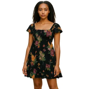 Band of Gypsies Floral Smocked Mini Dress S Western Romance Festival Boho thumbnail 14