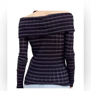 Free People Snowbunny Girlfriend off the shoulder top size med stretchy fabric thumbnail 4