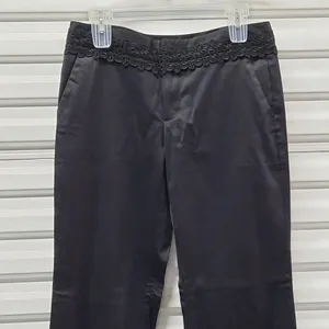 Old Navy Women Pants Size 6 Black Straight Leg Casual Cotton Stretch Slacks thumbnail 3
