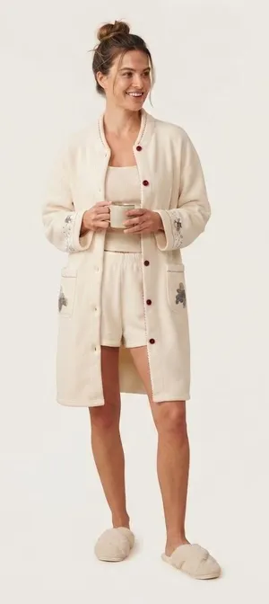 Etam Lingerie Vintage Fleece Robe Teddy Bear Sweeter Than You Long Coat Size XL thumbnail 1