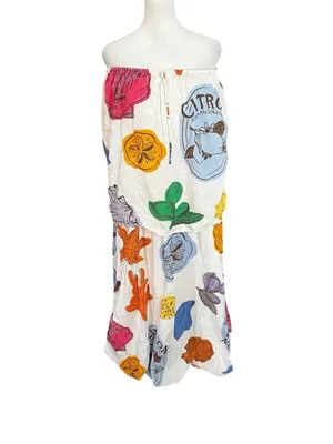 Sabo Skirt Coastal Print Strapless Cotton Maxi Dress Resort NWOT Small thumbnail 2