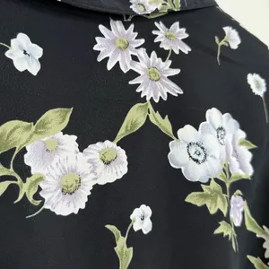 Vintage 90s B Moss Dark Floral Maxi Dress Women’s 13/14 Short Sleeve Collar thumbnail 9