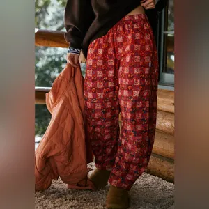 NWT Free People Movement Game Day Printed Pants- Meadow Red Combo thumbnail 4