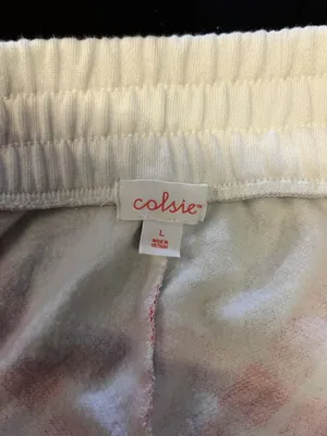 Colsie Pants Womens Large White Pink Red Plaid Jogger Sweatpants Lounge Cuffed thumbnail 4