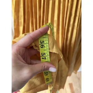 Yellow Pleated Midi Dress with Adjustable Straps Sz 7 thumbnail 4