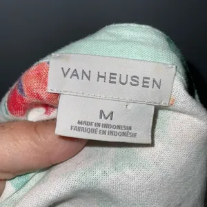 Van Heusen Mint Green & Orange Floral Linen Blend Split Neck Blouse M thumbnail 9